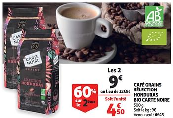 Cartenoire Cafe Grains Selection Honduras Bio Carte Noire En Promotion Chez Auchan Ronq