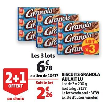 Promotions Biscuits granola au lait lu - Lu - Valide de 15/01/2020 à 21/01/2020 chez Auchan Ronq