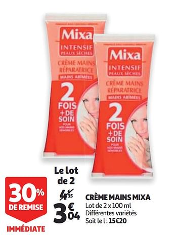 Promoties Crème mains mixa - Mixa - Geldig van 15/01/2020 tot 21/01/2020 bij Auchan