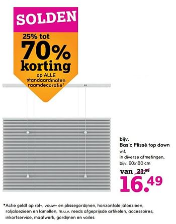 Promoties Basic plissé top down - Huismerk - Leen Bakker - Geldig van 13/01/2020 tot 31/01/2020 bij Leen Bakker