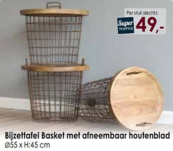 Promoties Bijzettafel basket met afneembaar houtenblad - Huismerk - Paco - Geldig van 10/01/2020 tot 03/02/2020 bij Paco