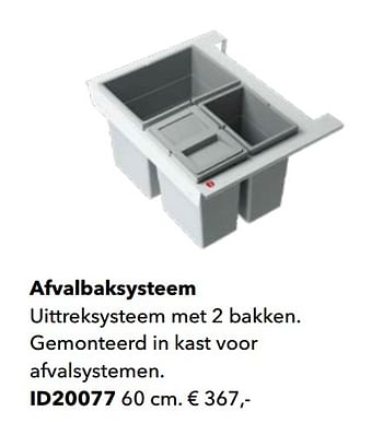 Promoties Afvalbaksysteem - Huismerk - Kvik - Geldig van 01/01/2020 tot 31/12/2020 bij Kvik Keukens