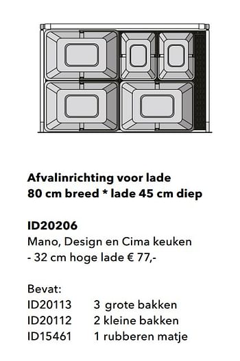 Promoties Afvalinrichting voor lade mano, design en cima keuken - Huismerk - Kvik - Geldig van 01/01/2020 tot 31/12/2020 bij Kvik Keukens