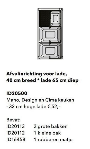 Promotions Afvalinrichting voor lade mano, design en cima keuken - Huismerk - Kvik - Valide de 01/01/2020 à 31/12/2020 chez Kvik Keukens