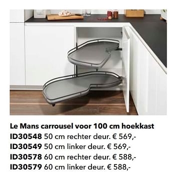 Promoties Le mans carrousel voor 100 cm hoekkast - Huismerk - Kvik - Geldig van 01/01/2020 tot 31/12/2020 bij Kvik Keukens