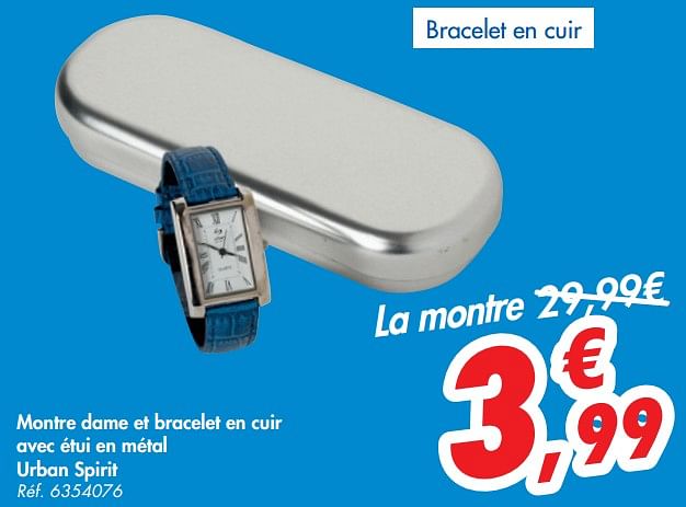 Produit maison Carrefour Montre dame et bracelet en cuir avec