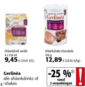 Promoties Gerlinéa alle afslankdrinks of -shakes - Gerlinéa - Geldig van 15/01/2020 tot 28/01/2020 bij Colruyt