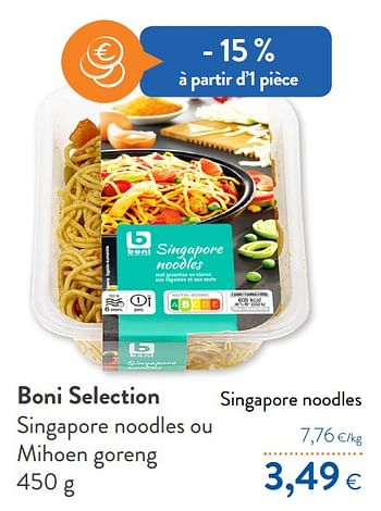 Promotions Boni selection singapore noodles ou mihoen goreng - Boni - Valide de 15/01/2020 à 28/01/2020 chez OKay