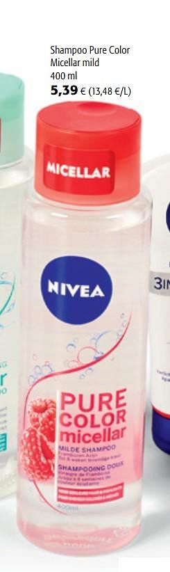 Promoties Nivea shampoo pure color micellar mild - Nivea - Geldig van 15/01/2020 tot 28/01/2020 bij Colruyt