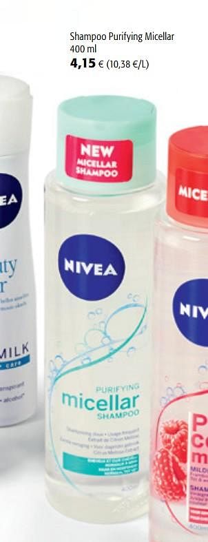 Promoties Nivea shampoo purifying micellar - Nivea - Geldig van 15/01/2020 tot 28/01/2020 bij Colruyt