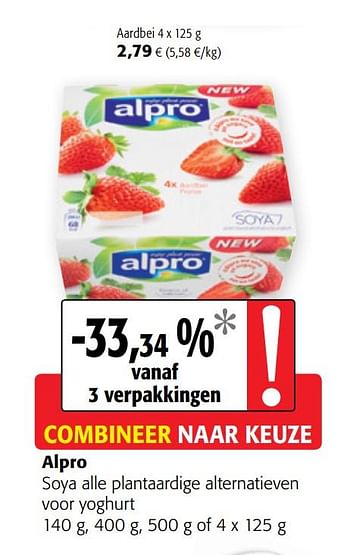 Promoties Alpro soya alle plantaardige alternatieven voor yoghurt - Alpro - Geldig van 15/01/2020 tot 28/01/2020 bij Colruyt