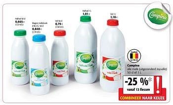 Promoties Campina alle melk - Campina - Geldig van 15/01/2020 tot 28/01/2020 bij Colruyt