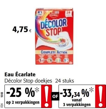Promoties Eau écarlate décolor stop doekjes - Eau Ecarlate - Geldig van 15/01/2020 tot 28/01/2020 bij Colruyt