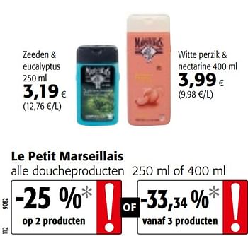 Promoties Le petit marseillais alle doucheproducten - Le Petit Marseillais - Geldig van 15/01/2020 tot 28/01/2020 bij Colruyt