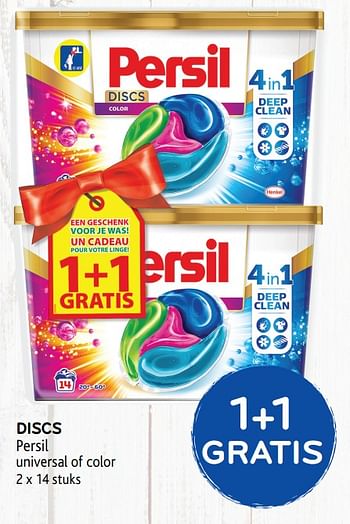 Promoties 1+1 gratis discs persil universal of color - Persil - Geldig van 29/01/2020 tot 11/02/2020 bij Alvo