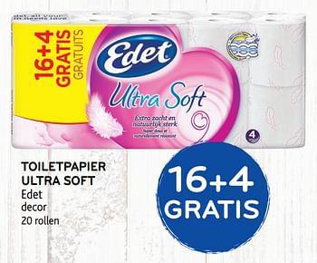 Promoties 16+4 gratis toiletpapier ultra soft edet - Edet - Geldig van 29/01/2020 tot 11/02/2020 bij Alvo