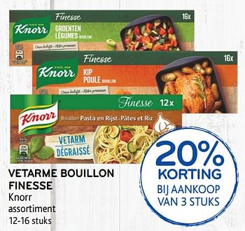 Promoties 20% korting vetarme bouillon finesse knorr - Knorr - Geldig van 29/01/2020 tot 11/02/2020 bij Alvo