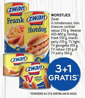 Promoties 3+1 gratis worstjes zwan - Zwan - Geldig van 29/01/2020 tot 11/02/2020 bij Alvo