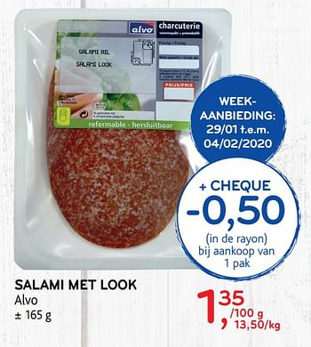 Promoties Salami met look alvo - Huismerk - Alvo - Geldig van 29/01/2020 tot 11/02/2020 bij Alvo