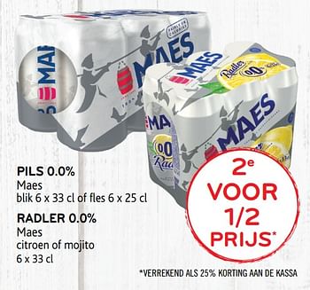 Promoties 2e voor 1-2 prijs pils 0.0% maes - Maes - Geldig van 29/01/2020 tot 11/02/2020 bij Alvo