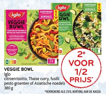 Promoties 2e voor 1-2 prijs veggie bowl iglo - Iglo - Geldig van 29/01/2020 tot 11/02/2020 bij Alvo