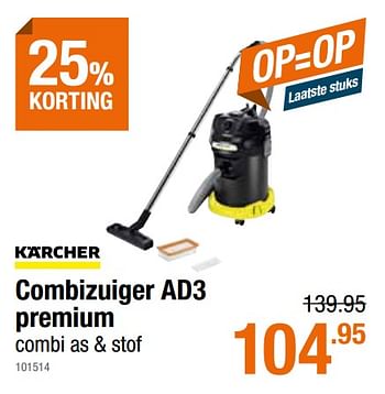 Promoties Kärcher combizuiger ad3 premium combi as + stof - Kärcher - Geldig van 16/01/2020 tot 29/01/2020 bij Cevo Market