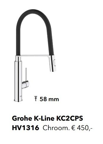 Promoties Industriële kranen grohe k-line kc2cps - Grohe - Geldig van 01/01/2020 tot 31/12/2020 bij Kvik Keukens