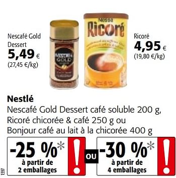 Nestlé Nestlé nescafé gold dessert café soluble ricoré chicorée +