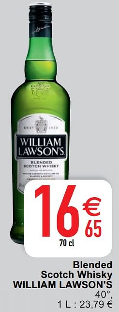 Promoties Blended scotch whisky william lawson` s - William Lawson's - Geldig van 21/01/2020 tot 27/01/2020 bij Cora