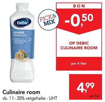 Promoties Culinaire room 20% vetgehalte - uht - Debic - Geldig van 29/01/2020 tot 11/02/2020 bij Makro