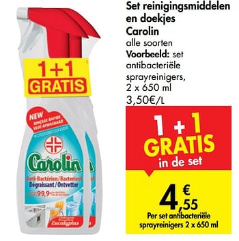 Promoties Set antibacteriële sprayreinigers - Carolin - Geldig van 20/01/2020 tot 03/02/2020 bij Carrefour