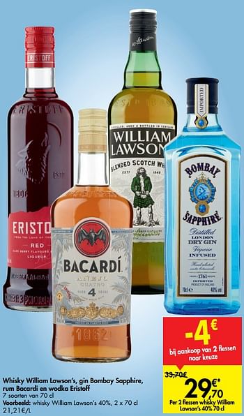 Promotions Whisky william lawson`s - William Lawson's - Valide de 20/01/2020 à 03/02/2020 chez Carrefour