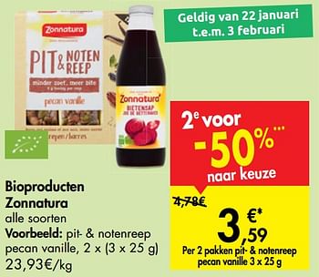Promoties Pit- + notenreep pecan vanille - Zonnatura - Geldig van 20/01/2020 tot 27/01/2020 bij Carrefour