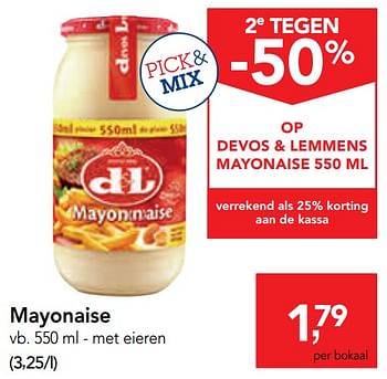 Promotions Mayonaise met eieren - Devos Lemmens - Valide de 29/01/2020 à 11/02/2020 chez Makro