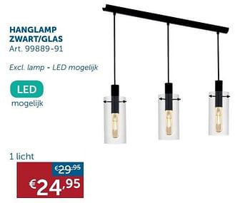 Promoties Hanglamp zwart-glas - Huismerk - Zelfbouwmarkt - Geldig van 28/01/2020 tot 02/03/2020 bij Zelfbouwmarkt