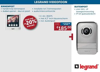 Promoties Legrand videofoon met 4,3 inch kleurenscherm - Legrand - Geldig van 28/01/2020 tot 02/03/2020 bij Zelfbouwmarkt