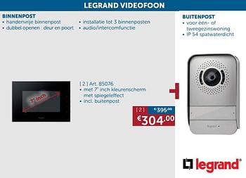 Promotions Legrand videofoon met 7 inch kleurenscherm - Legrand - Valide de 28/01/2020 à 02/03/2020 chez Zelfbouwmarkt