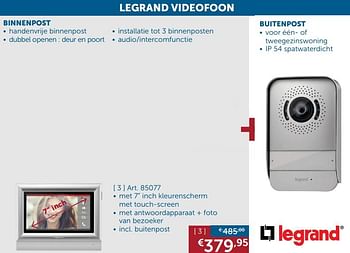 Promotions Legrand videofoon met 7 inch kleurenscherm - Legrand - Valide de 28/01/2020 à 02/03/2020 chez Zelfbouwmarkt