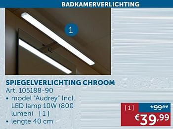 Promoties Spiegelverlichting chroom model audrey - Huismerk - Zelfbouwmarkt - Geldig van 28/01/2020 tot 02/03/2020 bij Zelfbouwmarkt