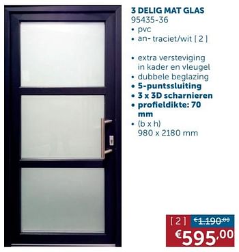 Promoties 3 delig mat glas antraciet-wit - Huismerk - Zelfbouwmarkt - Geldig van 28/01/2020 tot 02/03/2020 bij Zelfbouwmarkt