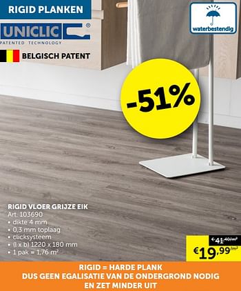 Promotions Rigid vloer grijze eik - Uniclic - Valide de 28/01/2020 à 02/03/2020 chez Zelfbouwmarkt