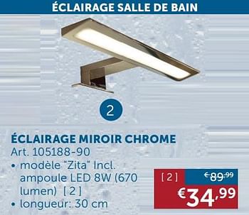 Promotions Éclairage miroir chrome modèle zita - Produit maison - Zelfbouwmarkt - Valide de 28/01/2020 à 02/03/2020 chez Zelfbouwmarkt
