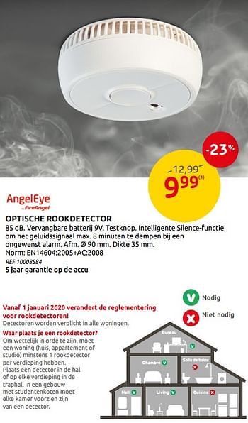 Promoties Angeleye optische rookdetector - AngelEye - Geldig van 05/02/2020 tot 17/02/2020 bij Brico