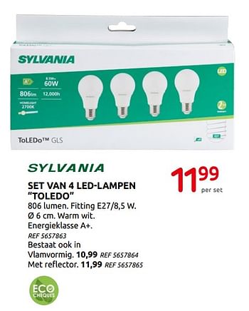 Promoties Set van 4 led-lampen toledo - Sylvania - Geldig van 05/02/2020 tot 17/02/2020 bij Brico