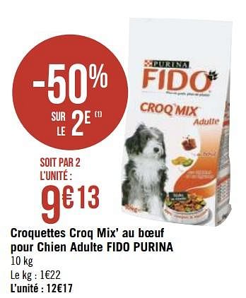 Purina Croquettes croq mix` au boeuf pour chien adulte fido purina 