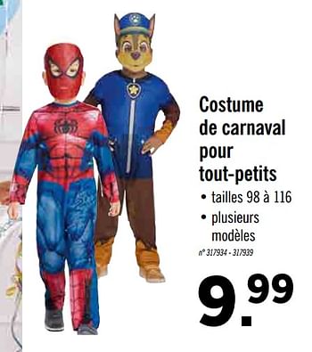 passagier verbanning Bron Huismerk - Lidl Costume de carnaval pour tout-petits - Promotie bij Lidl