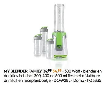 Promoties Domo my blender family do492bl - Domo elektro - Geldig van 27/01/2020 tot 23/02/2020 bij Blokker