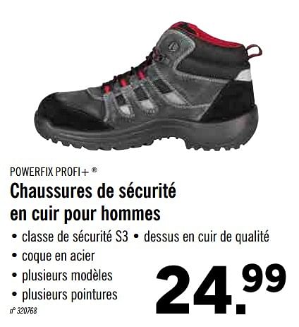 powerfix chaussures de sécurité en cuir