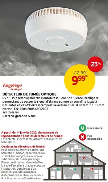 Promotions Détecteur de fumée optique - AngelEye - Valide de 05/02/2020 à 17/02/2020 chez Brico