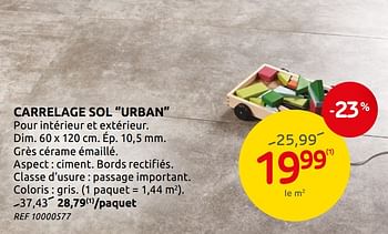 Promotions Carrelage sol urban - Produit maison - Brico - Valide de 05/02/2020 à 17/02/2020 chez Brico